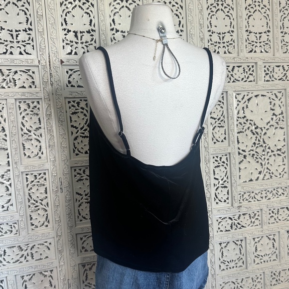 Sophia By Delicates Crushed Velvet Tank Top With Gold Trim Sz Large - Picture 5 of 6